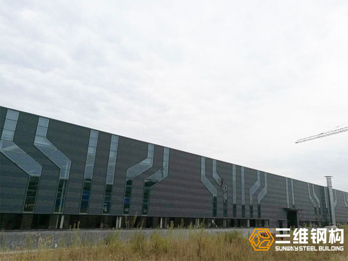 三維鋼結構廠房案例-濟南邁克閥科技有限公司加工裝配車間整體圖